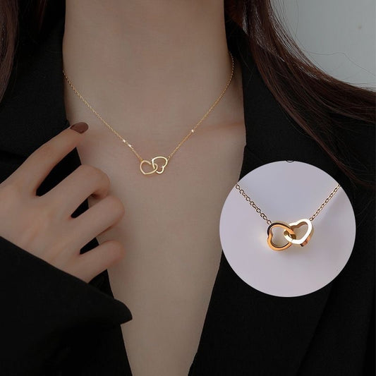 Heart-to-Heart Double-Ring Necklace