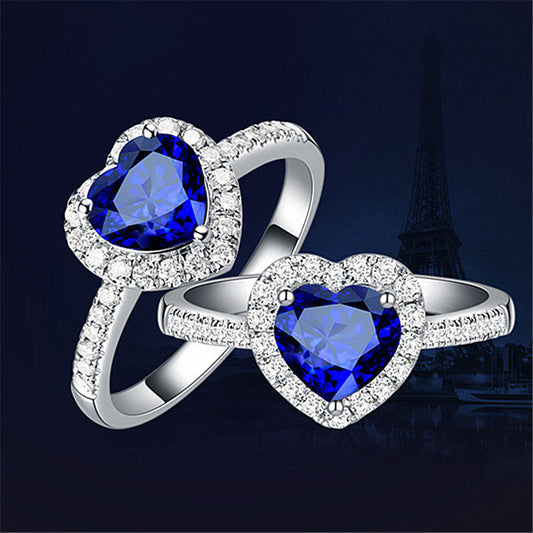 Blue Heart Sapphire Engagement Ring